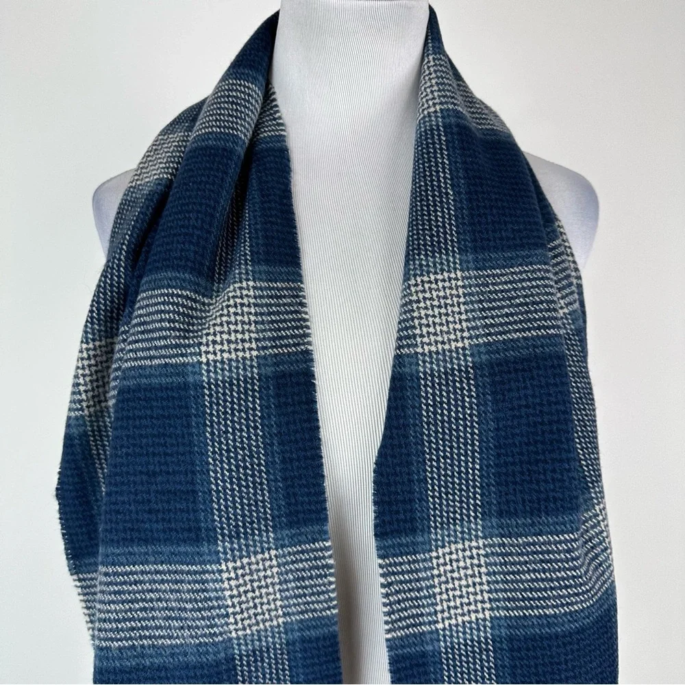 Made in Scotland 100% Cashmere Blue Plaid Scarf